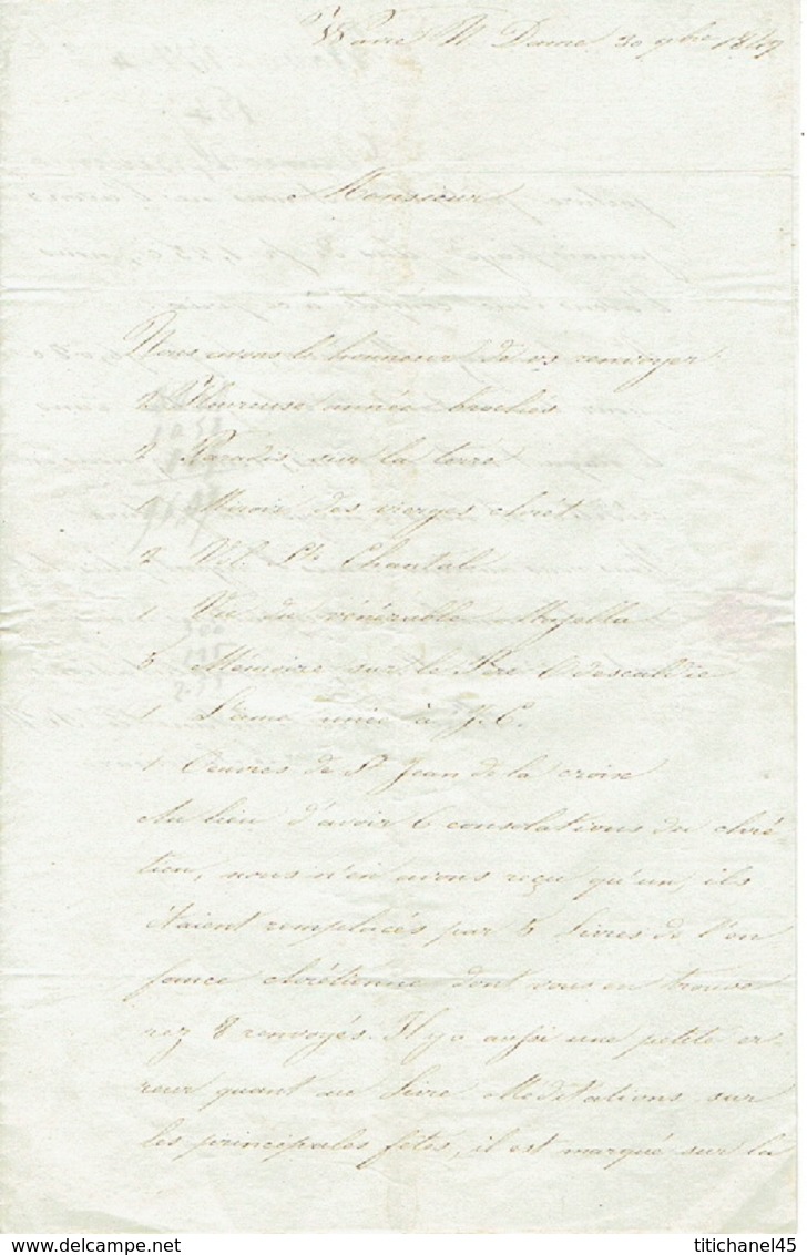 Précursor 30/9/1847 ONZE-LIEVE-VROUW-WAVER - Brief Door Koerier  Naar LIEGE - Getekend Mère Marie Antoinette - 1830-1849 (Onafhankelijk België)
