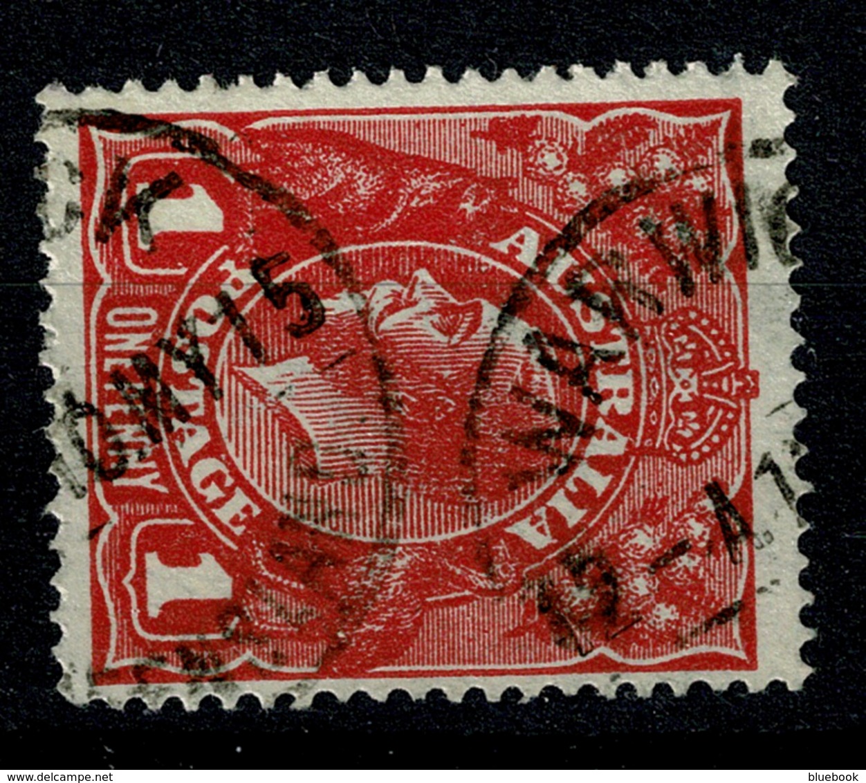 Ref 1258 - 1915 Australia KGV 1d Head Used Stamp - Uncommon Warwick Queensland Postmark - Used Stamps