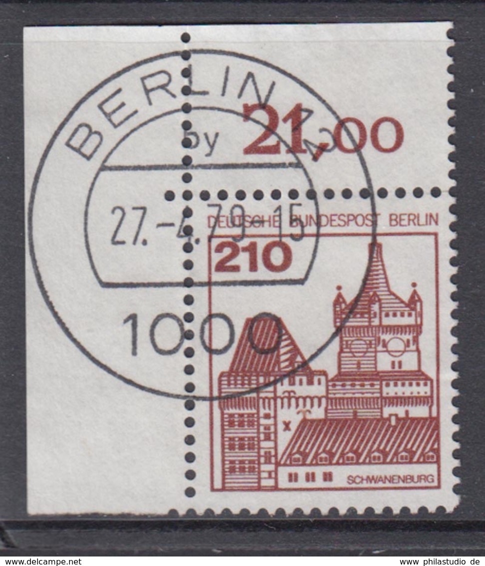 Berlin 589 Eckrand Links Oben Burgen+Schlösser 210 Pf Gestempelt Ohne Gummi - Autres & Non Classés