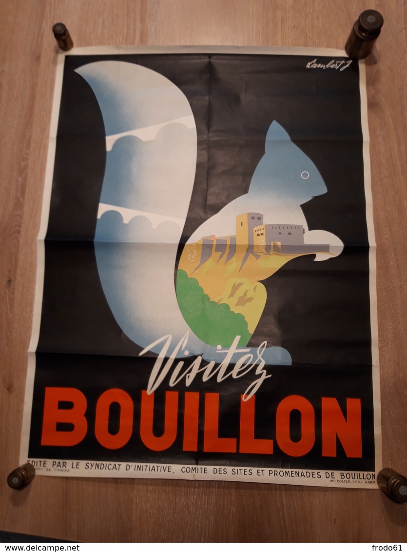 OUDE AFFICHE 1950-1965, BOUILLON, Visitez Bouillon(+/-45x60cm), ILLUSTRATEUR LAMBERT J. - Affiches