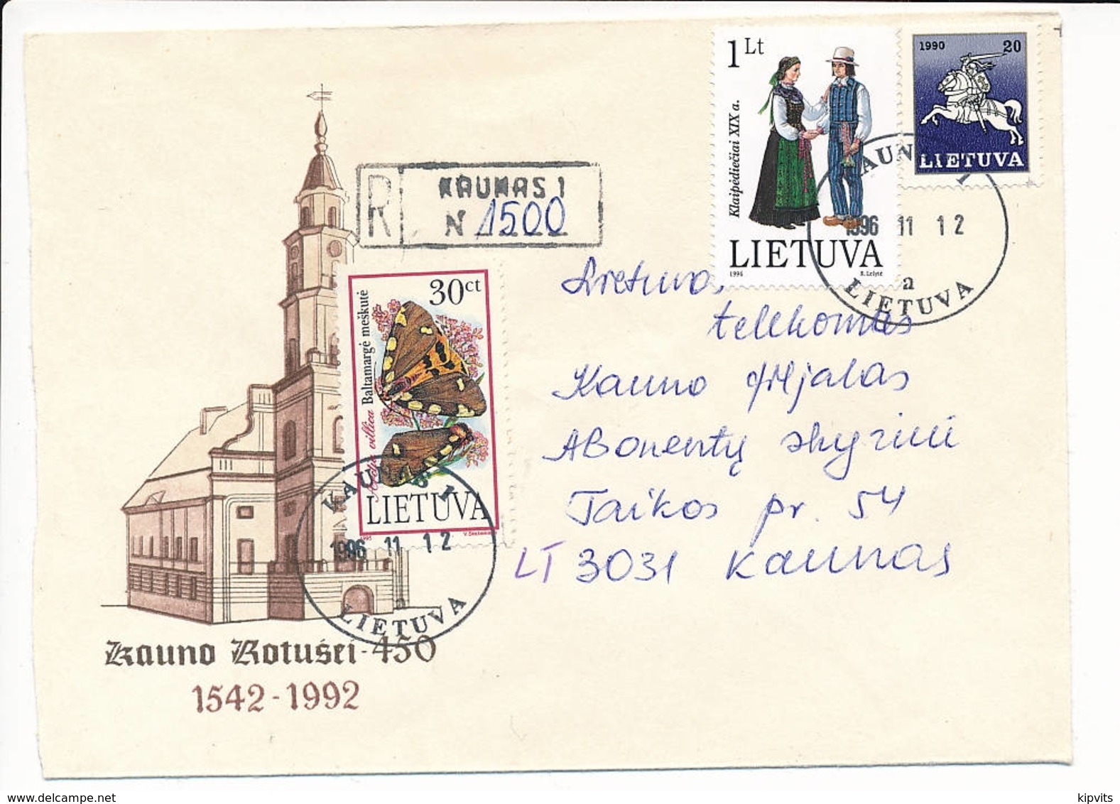 Registered Commercial Cover / Butterfly Costumes - 12 November 1996 Kaunas 1 - Lithuania