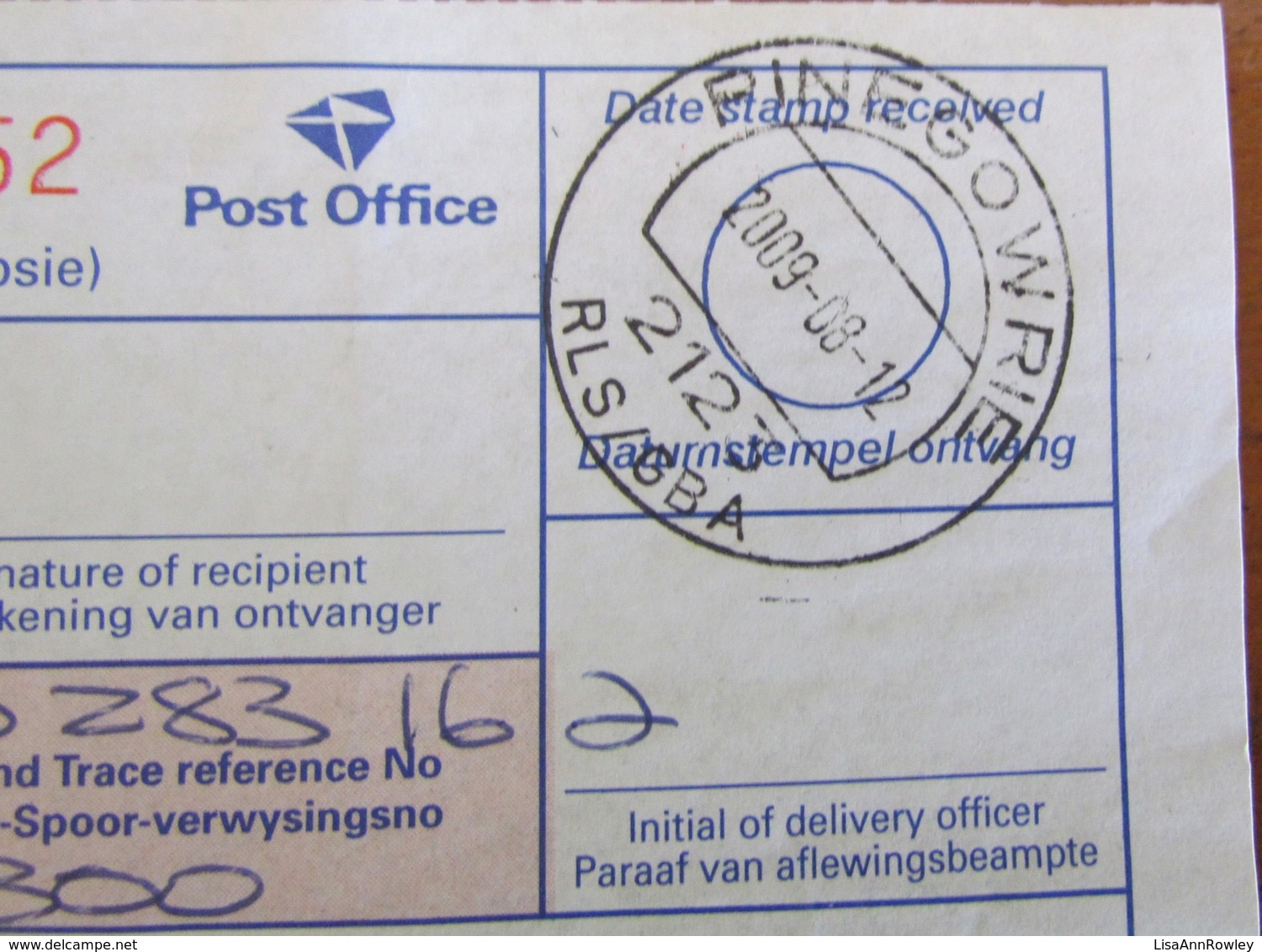 SOUTH AFRICA=REGISTERED LETTER TRACKING DETAIL SLIPS X 6=RANDPARK RIDGE==2006PINEGOWRIE=2009=GAUTENG=JOHANNESBURG - Lettres & Documents