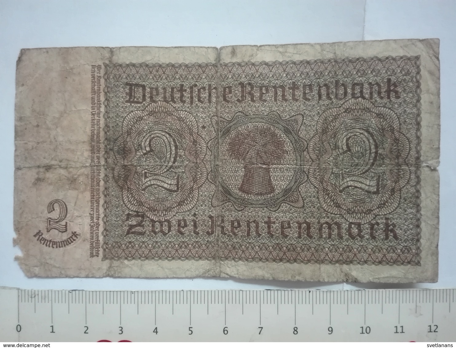 WWII WW2 2 DEUTSCHE RENTENMARK RENTENBANK MARK BANK BANKNOTE GERMANY CONCENTRATION CAMP KONZENTRATIONSLAGER KZ BERLIN - Andere & Zonder Classificatie