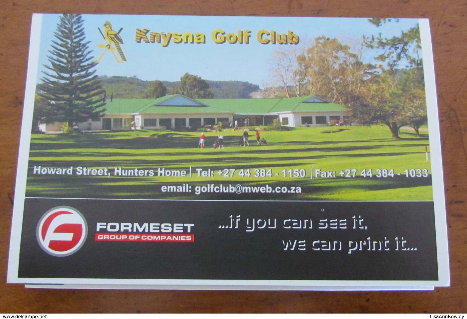 GOLF=SOUTH AFRICA=SCORE CARD=KNYSNA COUNTRY CLUB=CAPE PROVINCE=FORMESET==NICE CARD!!!! - Kleding, Souvenirs & Andere