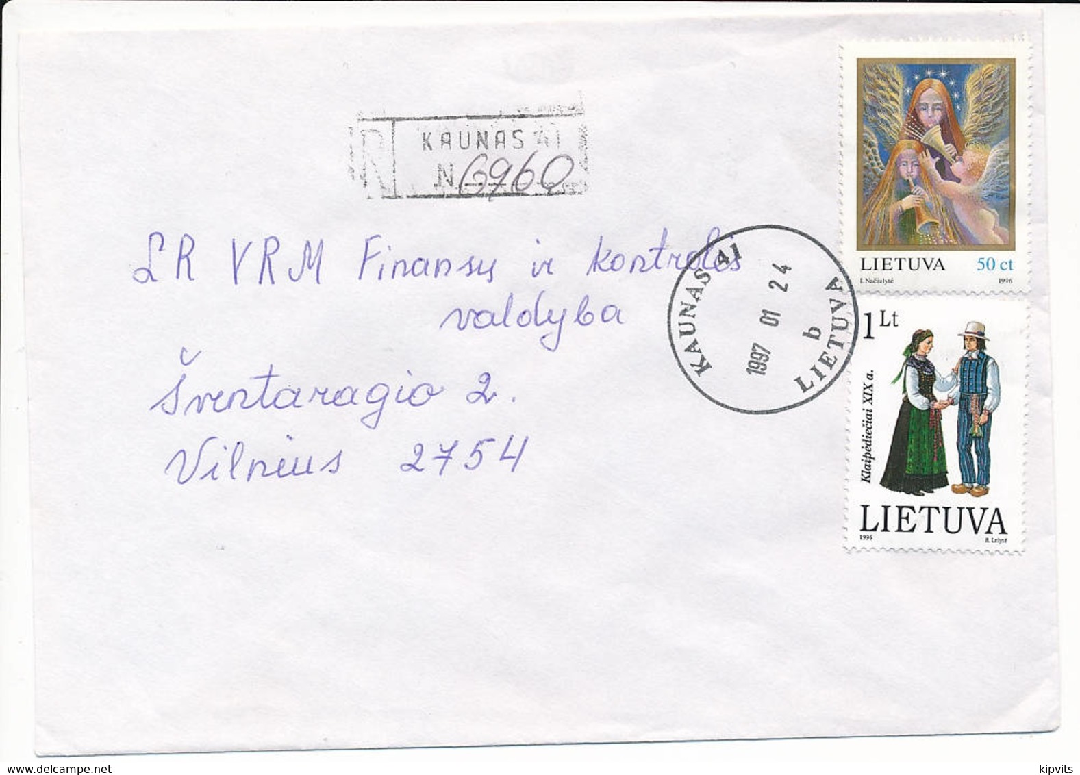 Registered Commercial Cover / Costumes Angel Christmas - 24 January 1997 Kaunas 41 - Lithuania