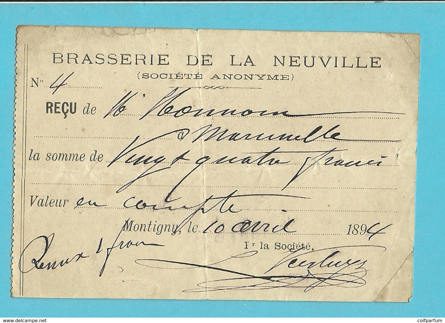 BRASSERIE DE LA NEUVILLE 1894 / MONTIGNY (918) - 1800 – 1899