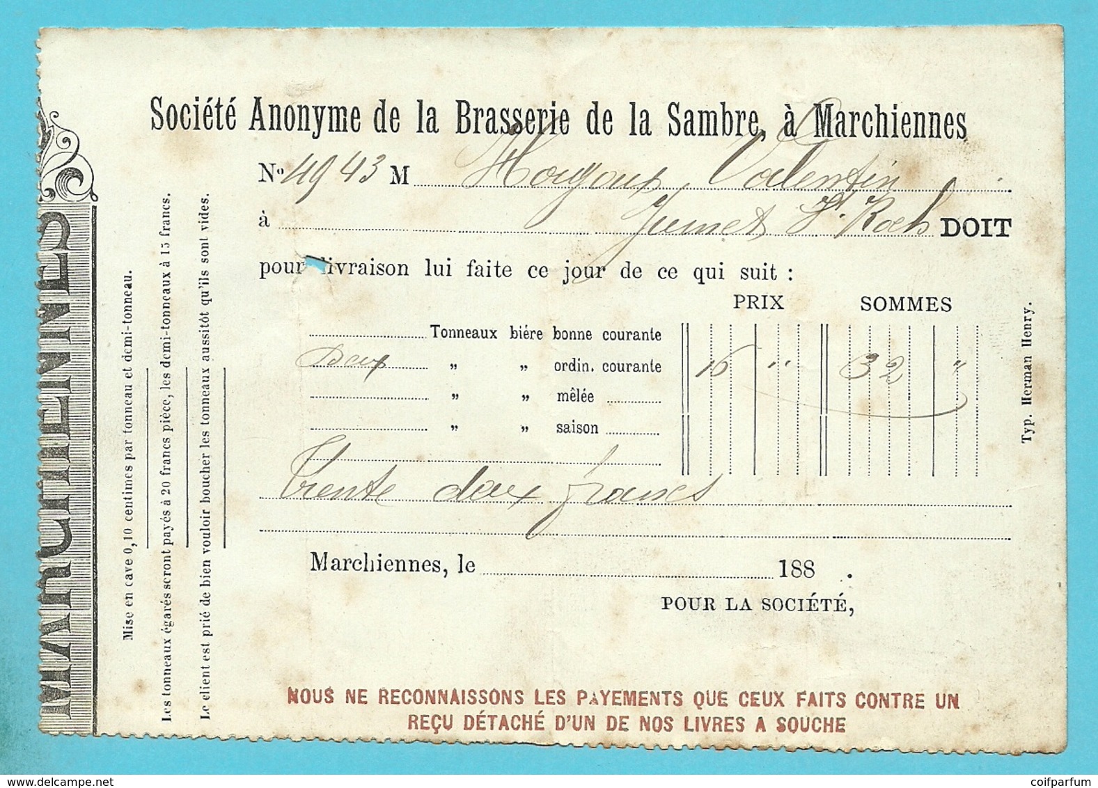 BRASSERIE DE LA SAMBRE, à MARCHIENNES 188. (1515) - 1800 – 1899