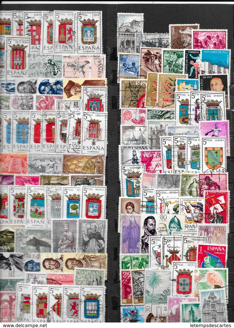 T VRAC - Espagne  470 Timbres Oblitérés Différents Plus De 500 € De Côte. (4 Scans) - Collections (sans Albums)