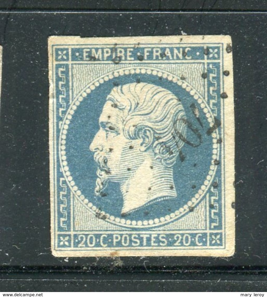 Superbe N° 14Af Bleu Laiteux - Cachet PC 704 - 1853-1860 Napoléon III