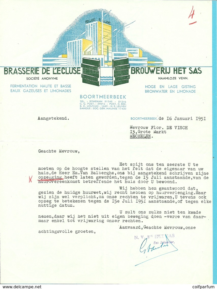 BRASSERIE DE L'ECLUSE / BROUWERIJ HET SAS BOORTMEERBEEK 1951 (F553) - 1950 - ...