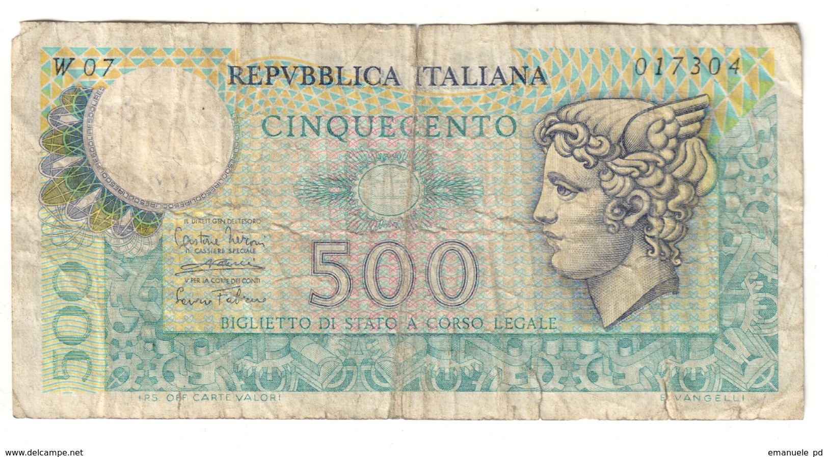 Italy 500 Lire Sostitutiva / Replacement 14/02/1974 W07 - 500 Lire