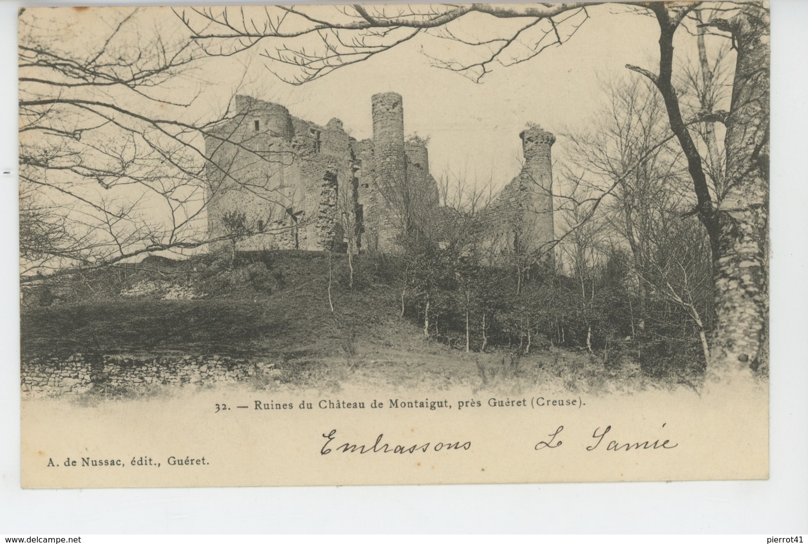 GUERET (environs) - Ruines Du Château De MONTAIGUT (carte Précurseur ) - Guéret