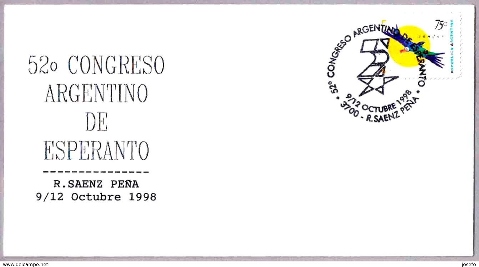 52 CONGRESO ARGENTINO DE ESPERANTO. R Saenz Peña 1998 - Esperánto