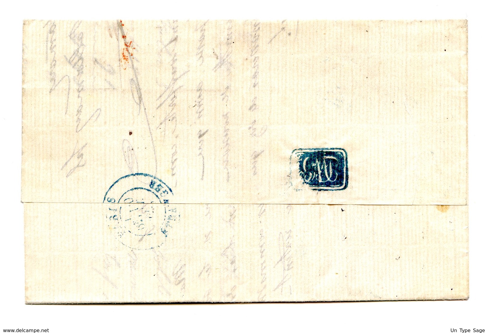 France N°57 Sur Lettre De Smyrne (Turquie) GC 5098 Pour Paris - (B2080) - 1849-1876: Période Classique