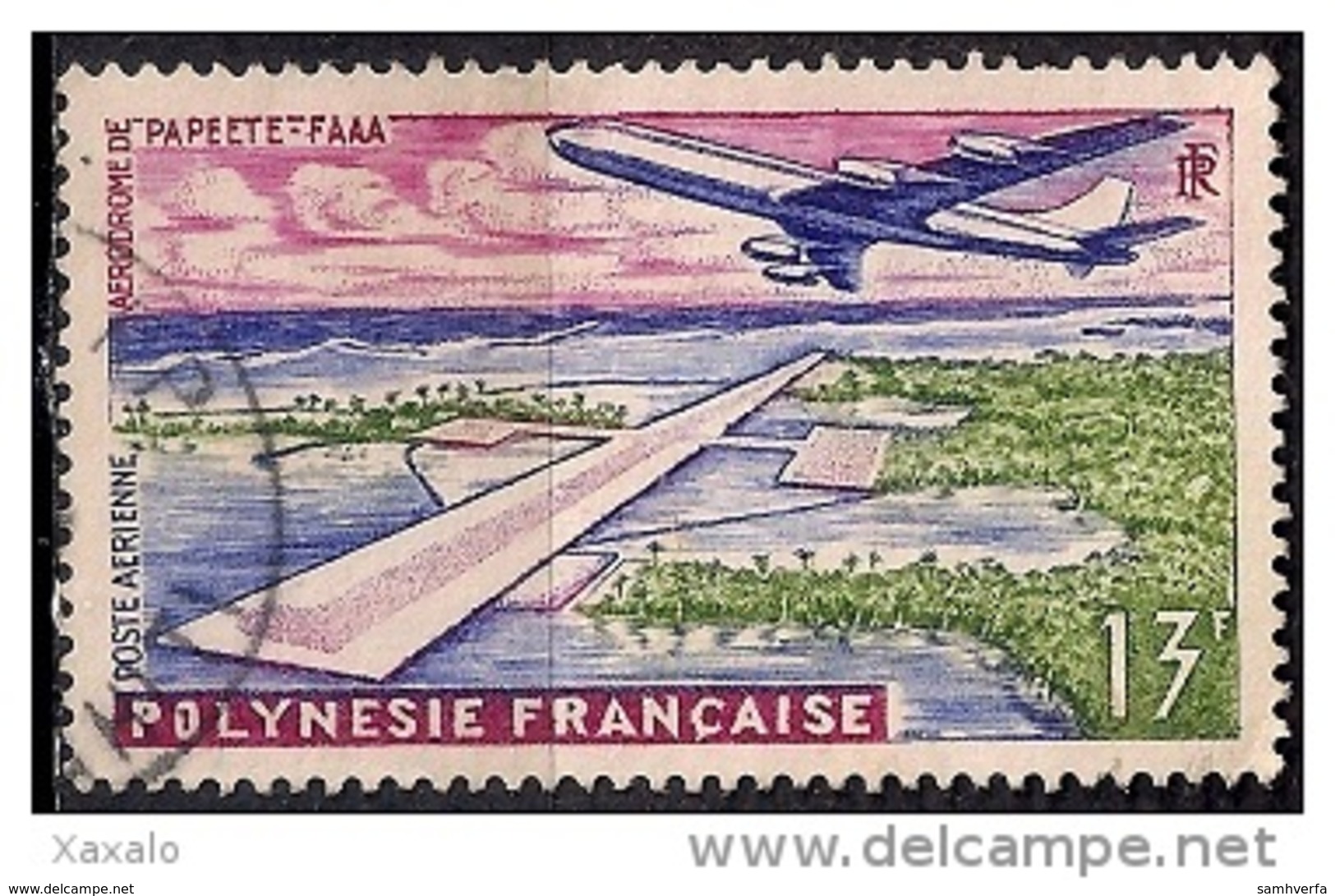 French Polynesia 1960 - Airmail - Papeete Airport - Usados