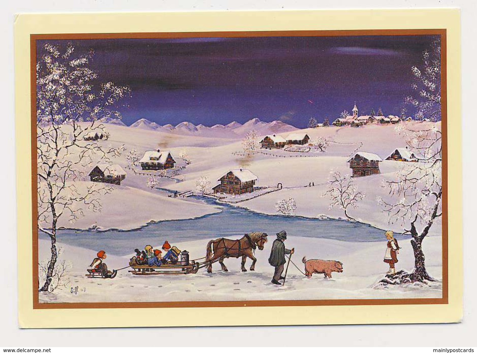 AJ98 Reproduction Of A Painting By Sibyl, Winter Landscape - Paintings