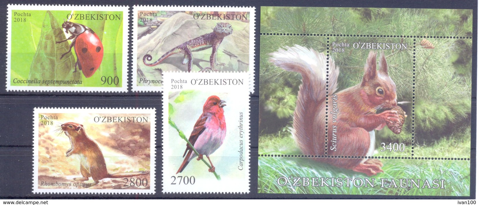 2018. Uzbekistan,  Fauna Of Uzbekistan, 4v + S/s,  Mint/** - Ouzbékistan