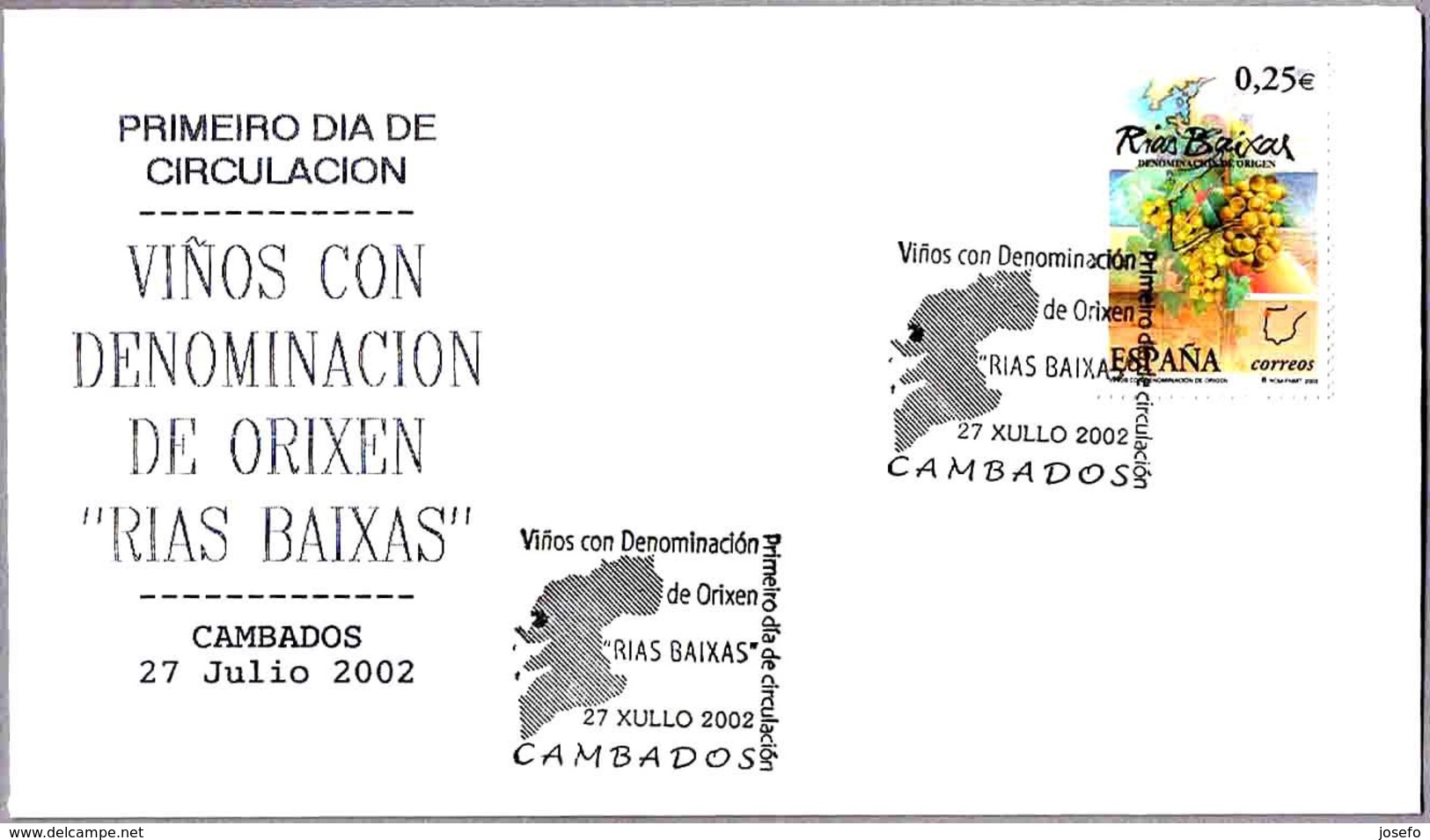 VINOS CON DENOMINACION DE ORIGEN RIAS BAIXAS. SPD/FDC Cambados, Pontevedra, Galicia, 2002 - Vinos Y Alcoholes