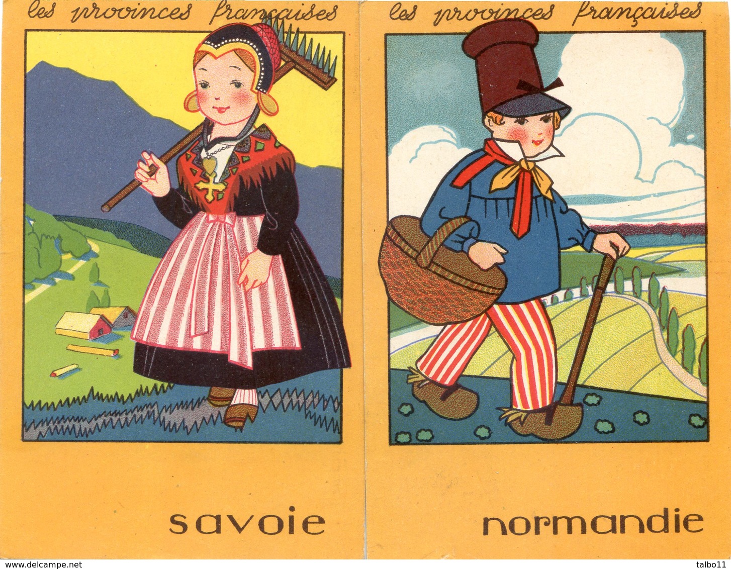 Lot De 2 Images - Les Provinces : Normandie Et Savoie - Pub Des Chaussures Raoul -  30 Rue Alsace Toulouse - Autres & Non Classés