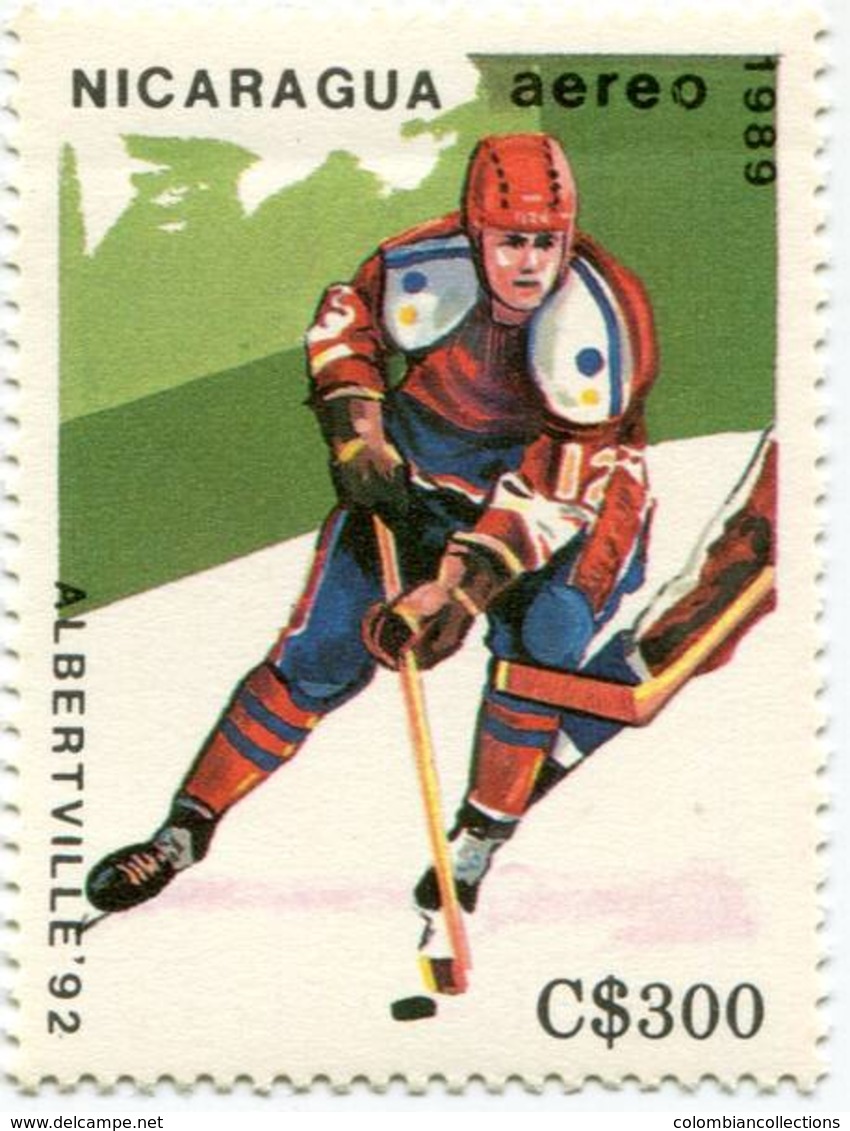 Lote 1989-2, Nicaragua, 1989, Sello, Stamp, 7 V, Juegos Olimpicos, Winter Olympics, Albertville - Nicaragua