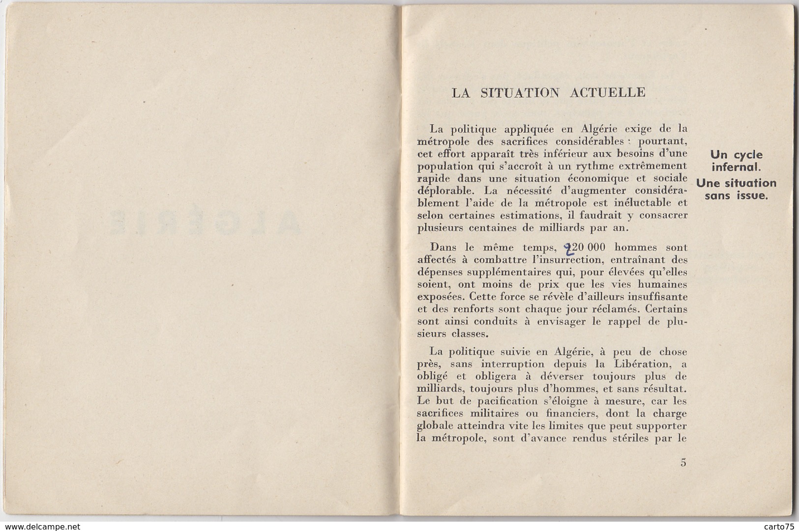 Programmes - Parti Républicain Radical-Socialiste - Mendès-France - Action Algérie - Novembre 1955 - Histoire - Colonies - Programmes