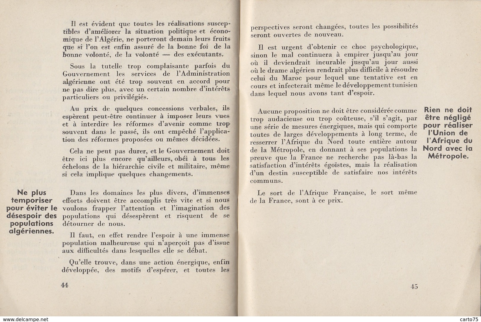 Programmes - Parti Républicain Radical-Socialiste - Mendès-France - Action Algérie - Novembre 1955 - Histoire - Colonies