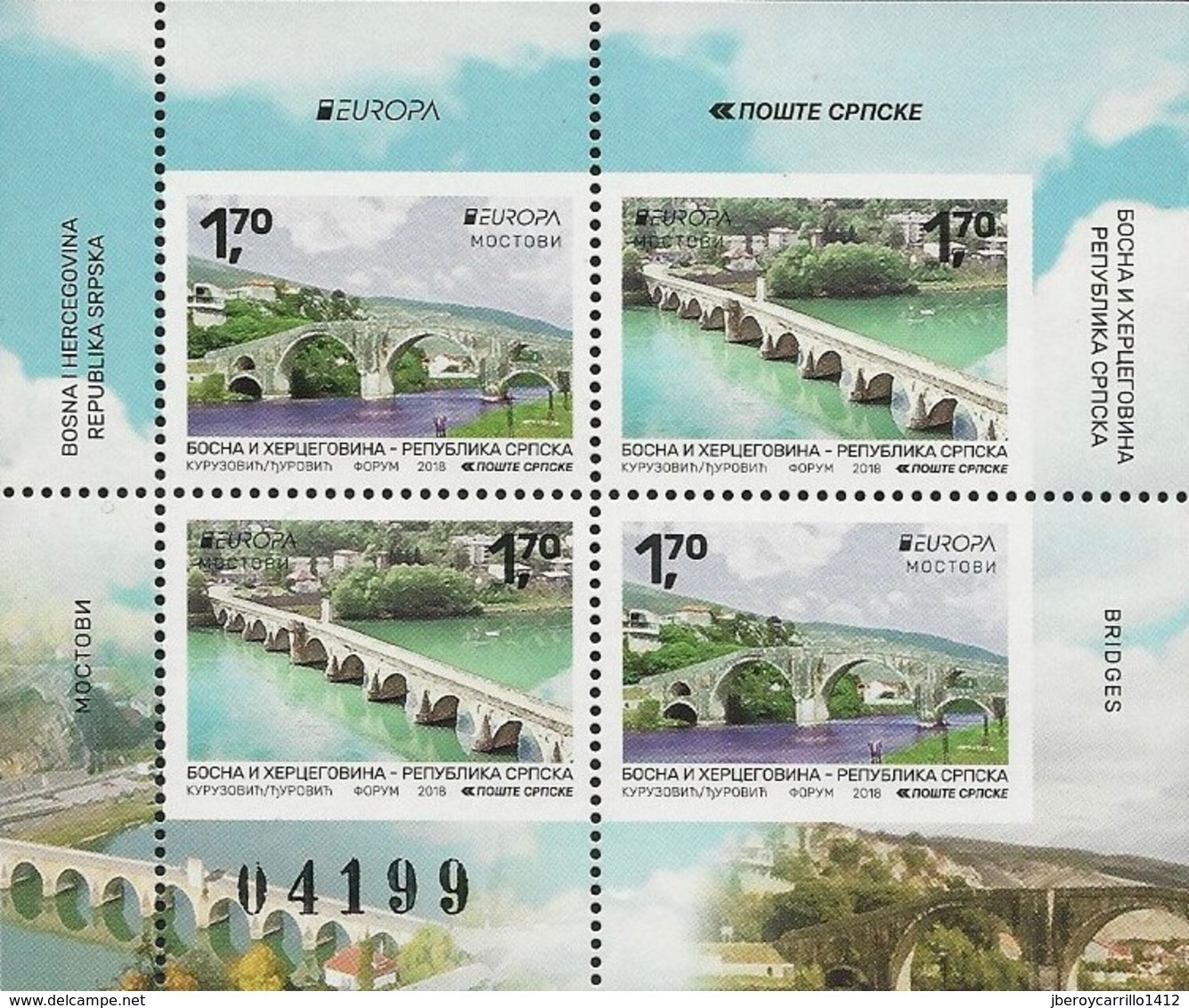 BOSNIA HERZEGOVINA SERBIA/ BOSNIEN SERBIEN/ BOSNIE - EUROPA 2018 -"PUENTES.-BRIDGES -BRÜCKEN -PONTS"- HOJITA  CARNET - 2018