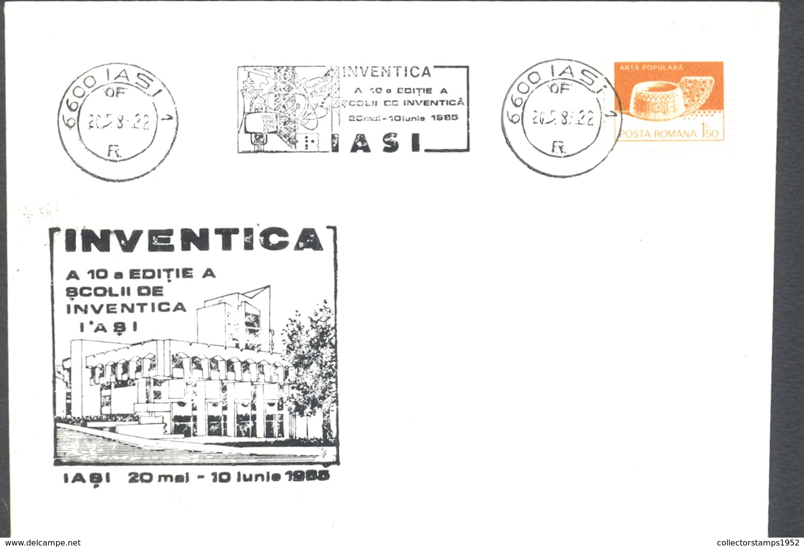 74979- INVENTICS SCHOOL, IASI, SPECIAL COVER, 1985, ROMANIA - Storia Postale