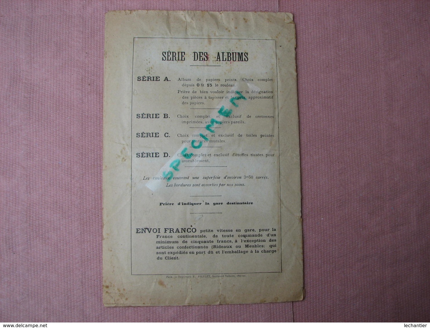 Papiers Peint 1898 Rare Catalogue 8 Pages 17X25 10 échantillons Papiers Et 3 De Toiles Peintes Superbe - 1800 – 1899