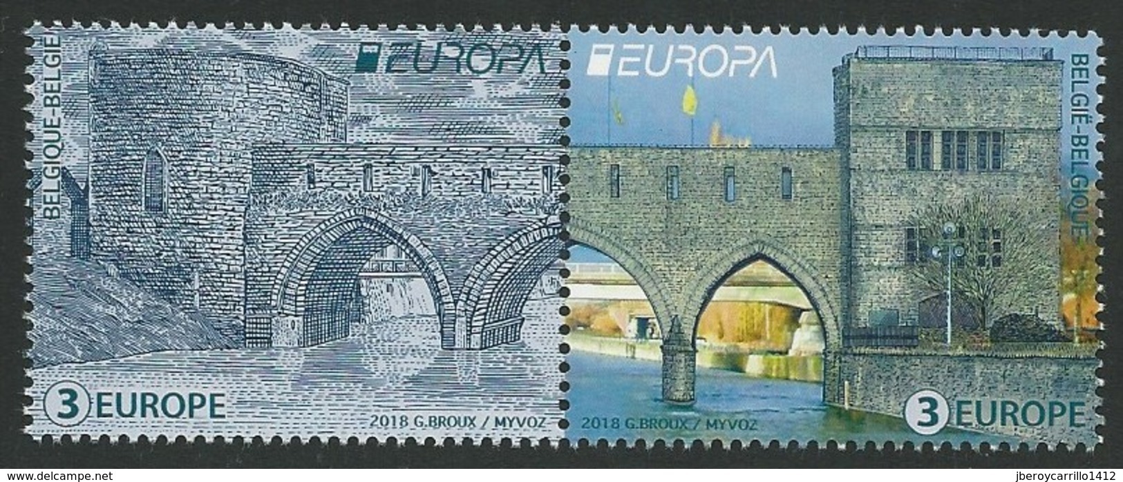 BÉLGICA/ BELGIUM/ BELGIE/ BELGIEN/ BELGIQUE -EUROPA 2018 - "PUENTES.-BRIDGES -BRÜCKEN -PONTS".- SERIE 2 V. HOJITA BLOQUE - 2018