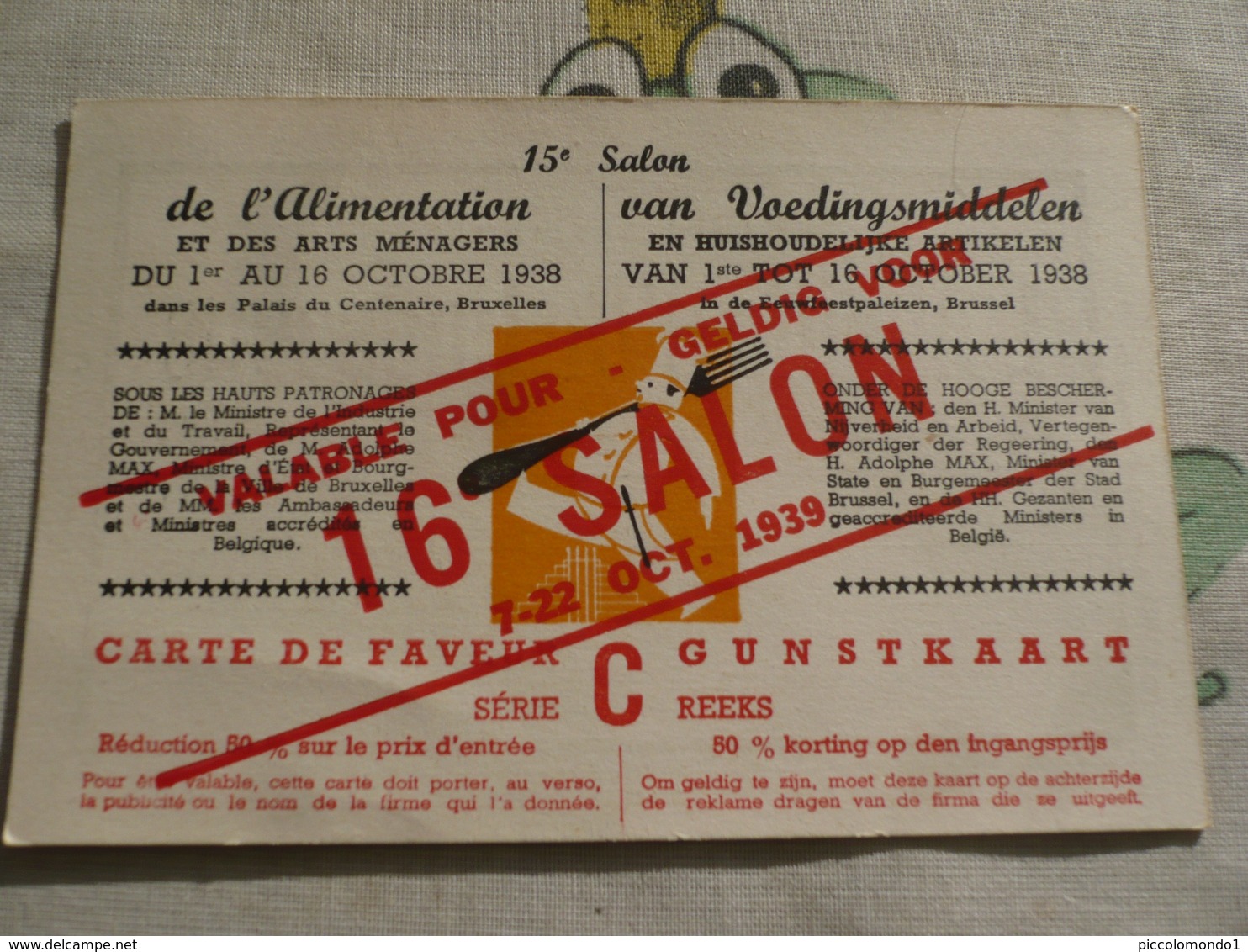 Brussel Bruxelles Salon De L'alimentation  1938 Voedingssalon L'abeille D'or Goossens Bon Miel - Fêtes, événements