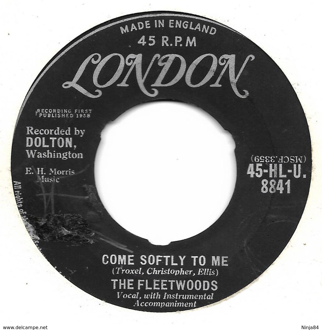 SP 45 RPM (7")   The Fleetwoods   "  Come Softly To Me  "  Angleterre - Autres - Musique Anglaise