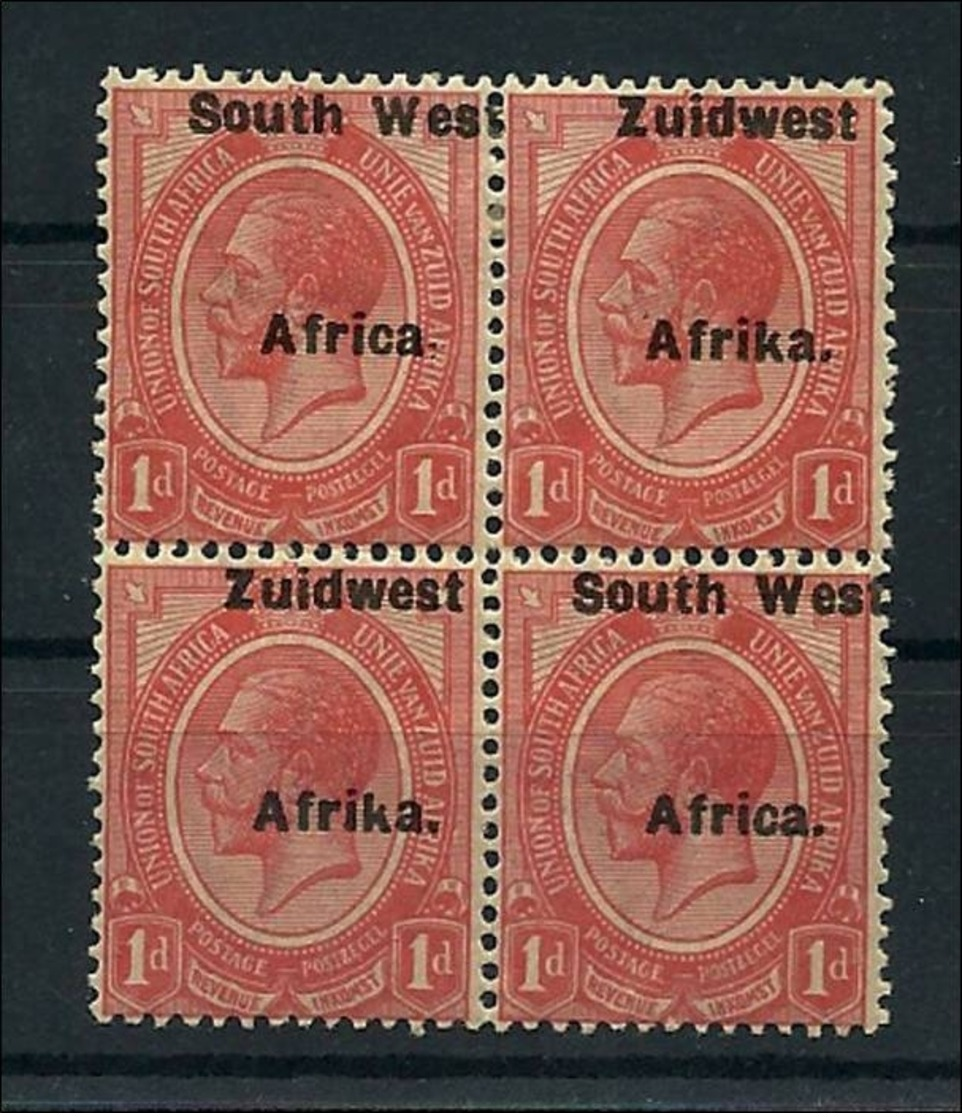 Südwestafrika 1923, KG V  1d Viererblock Mit Stark Verschobenen Aufdruck - Namibie (1990- ...)