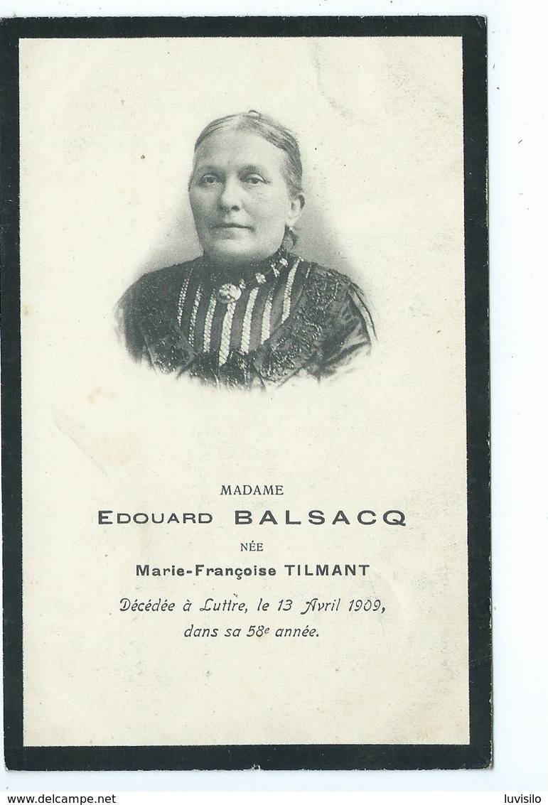 Luttre Faire Part Remerciement Mme Edouard Balsacq - Pont-à-Celles