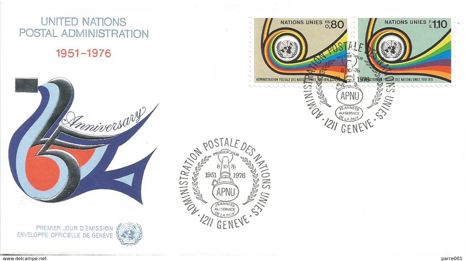 United Nations Geneva 1976 Geneve Postal Administration FDC Cover - FDC