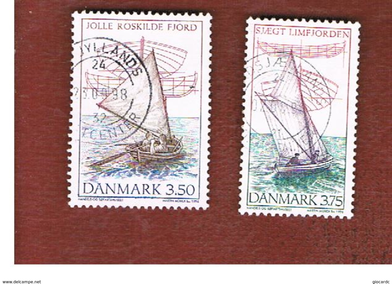 DANIMARCA (DENMARK)  -   SG 1074.1075  -  1996  WOODEN SAILING BOATS     - USED ° - Usati