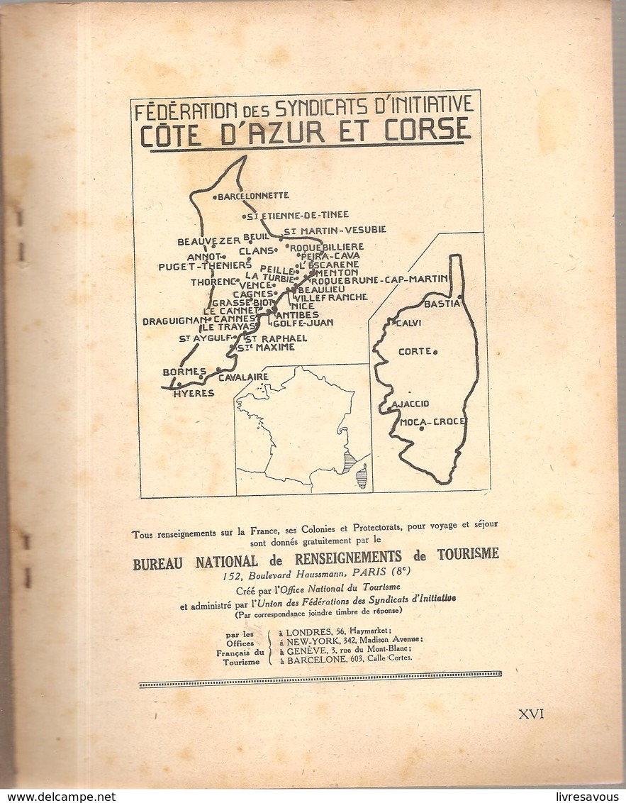 Côte D'Azur Et Corse Fascicule N° XVI De 1924 Fédération Des S.I De La Côte D'Azur Et De La Corse - Corse