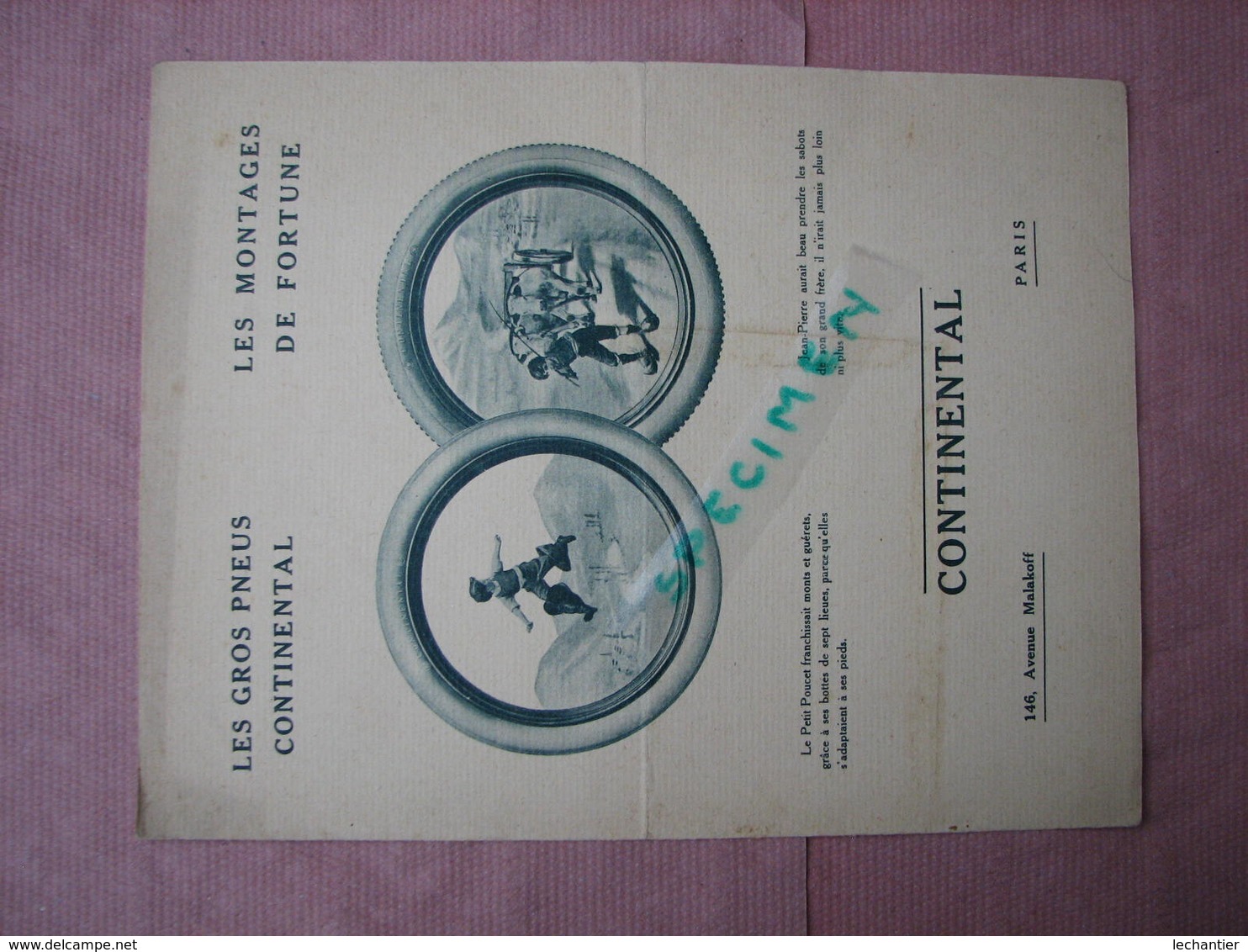 Pneus CONTINENTAL 1910/20 Document 4 Pages Vantant Les Gros Pneus  + 8 Pages D'un Cata Incomp. - Automobile