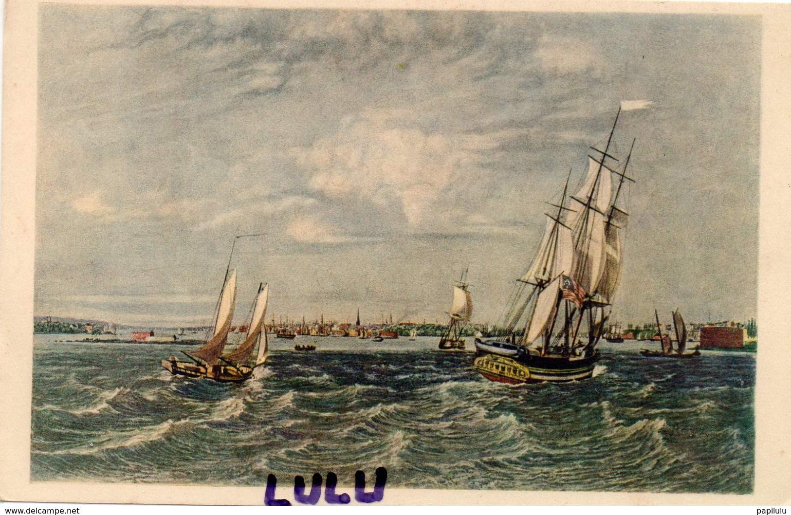 ETATS-UNIS : New York From The Bay  1835 Aquatint By W J Bennett ( Voiliers ) - Altri & Non Classificati