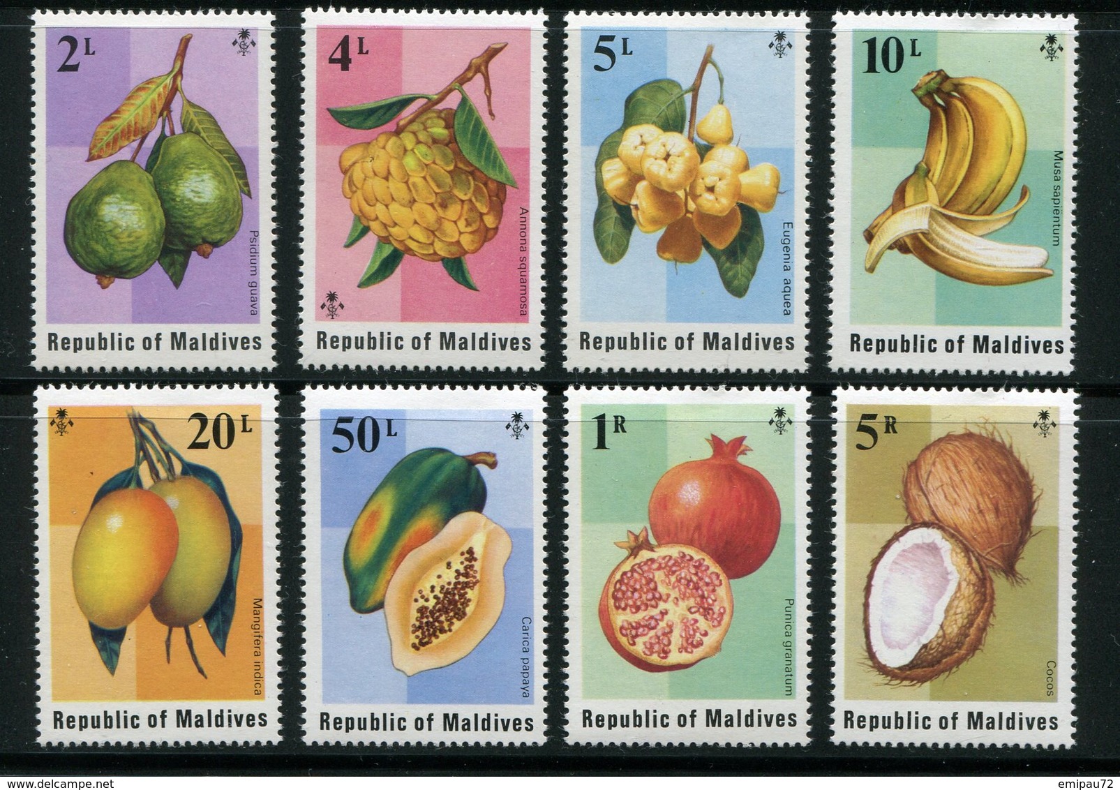 MALDIVES- Y&T N°525 à 532- Neufs Sans Charnière ** (fruits) - Maldives (1965-...)