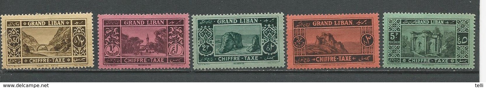 GRAND LIBAN Scott J11-J15 Yvert Taxe 11-15 (5) * Cote 18,00 $ 1925 - Portomarken