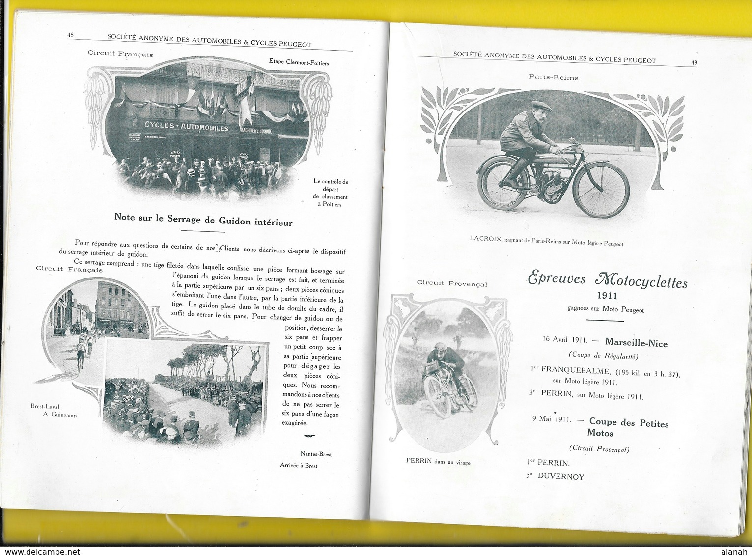 Catalogue 1912 Cycles & Motos "PEUGEOT" Beaucoup De Photos 64 Pages + Couverture Format 19 X 14 Cm Env.. - Cyclisme