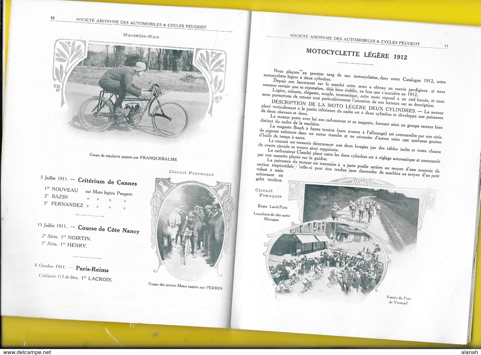 Catalogue 1912 Cycles & Motos "PEUGEOT" Beaucoup De Photos 64 Pages + Couverture Format 19 X 14 Cm Env.. - Cyclisme