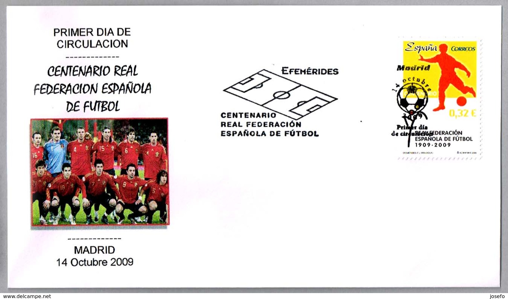 Centenario FEDERACION ESPAÑOLA DE FUTBOL - 100 Years Spanish Federation Of Football. SPF/FDC Madid 2009 - Otros & Sin Clasificación