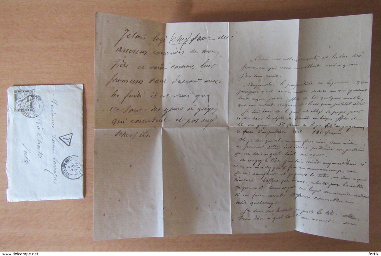 France - Enveloppe Avec Lettre Datée Du 12 Octobre 1884 (cachet) à étudier - Timbre Taxe 30c + Oblitérations - Documents Historiques