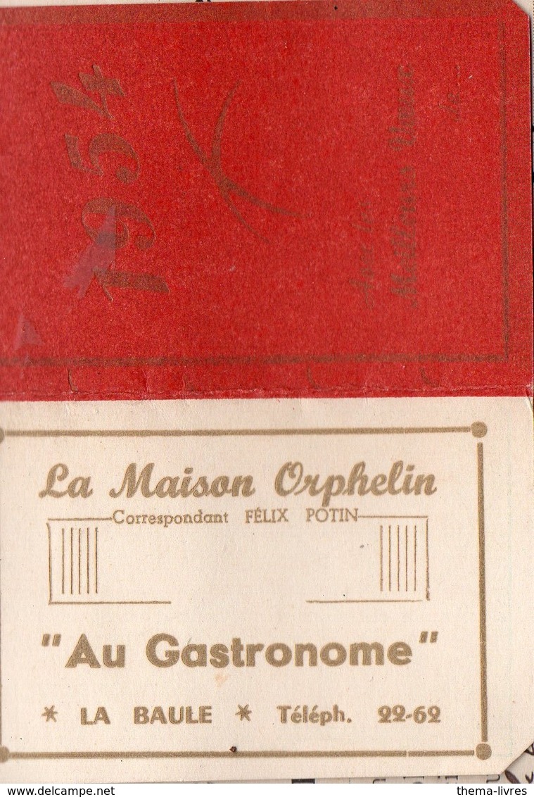 La Baule (44 Loire Atlantique) Calendrier  1954 AU GASTRONOME  (PPP 16765) - Klein Formaat: 1941-60
