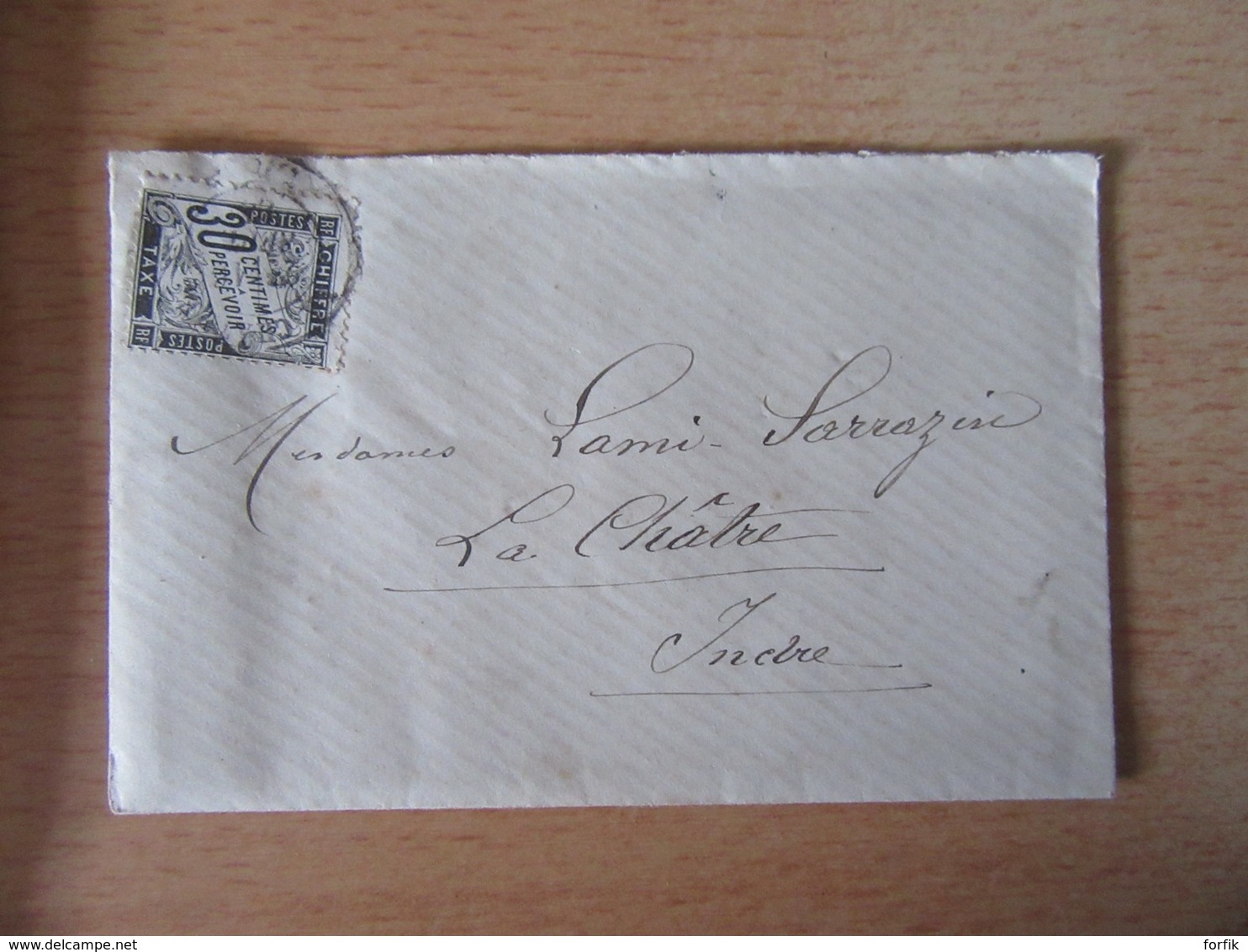 France - Enveloppe Avec Lettre Datée De 1884 à étudier - Timbre Taxe 30c - Mention "Absent" Manuscrite Au Verso - Historical Documents