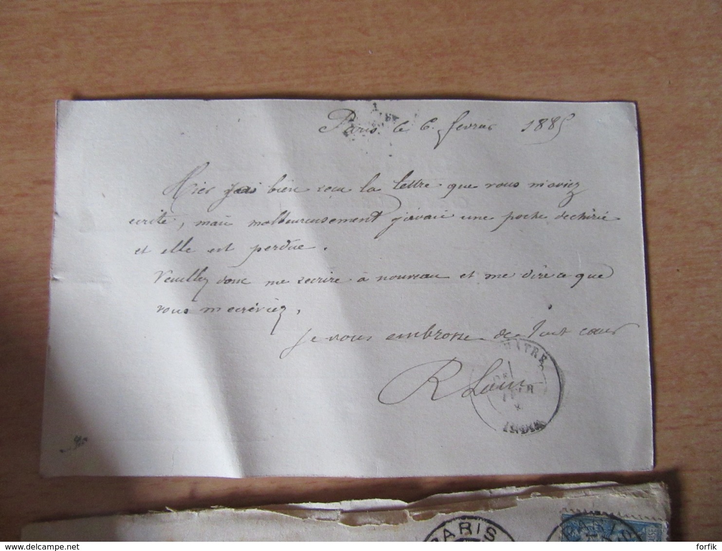 France - Superbe oblitération Daguin Paris 13 Février 1885 sur enveloppe avec lettre et entier postal à étudier