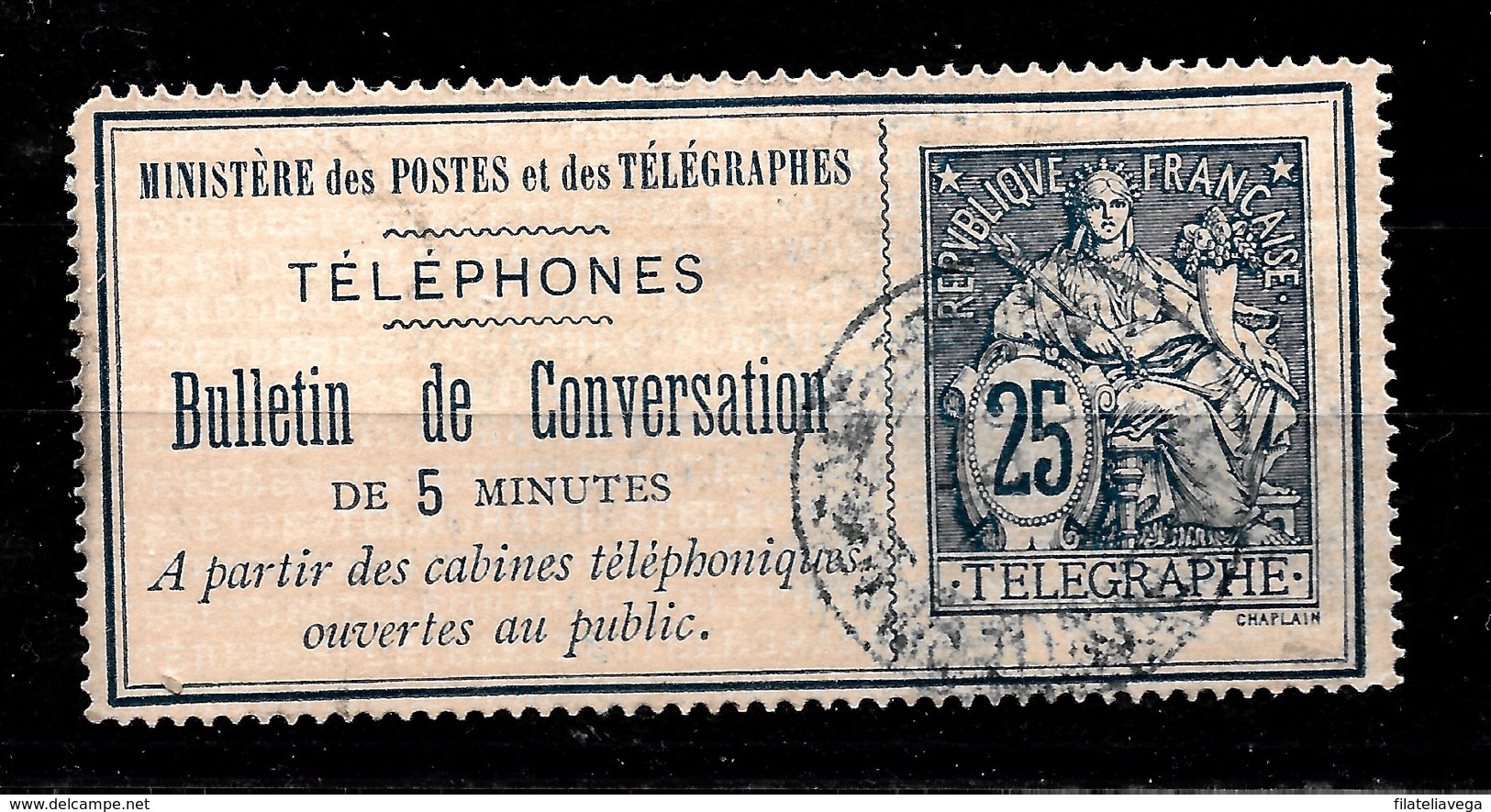 Sello De Francia Nº Yvert Telegr-3 O - Telegraph And Telephone