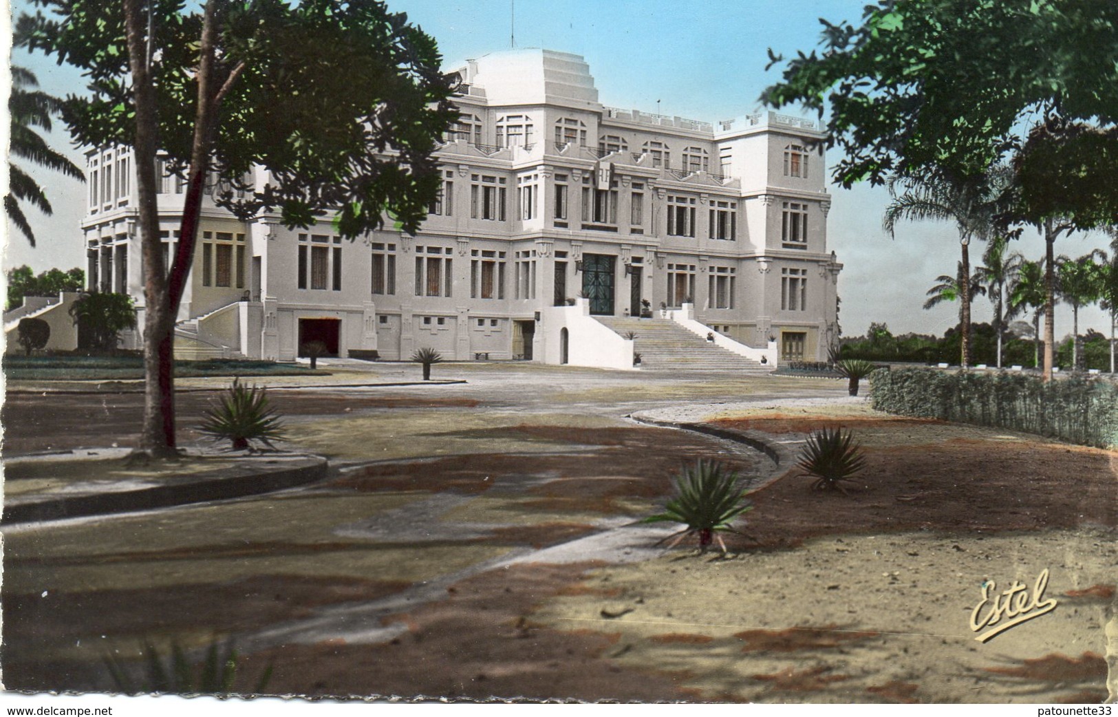 COTE D' IVOIRE ABIDJAN LE PALAIS DU GOUVERNEUR ANIMEE CARTE PHOTO DENTELEE - Côte-d'Ivoire